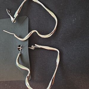Silver Hoop Heart Shaped Earrings